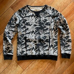 Element Women’s Black and White Leaf Print Crewneck Sweater